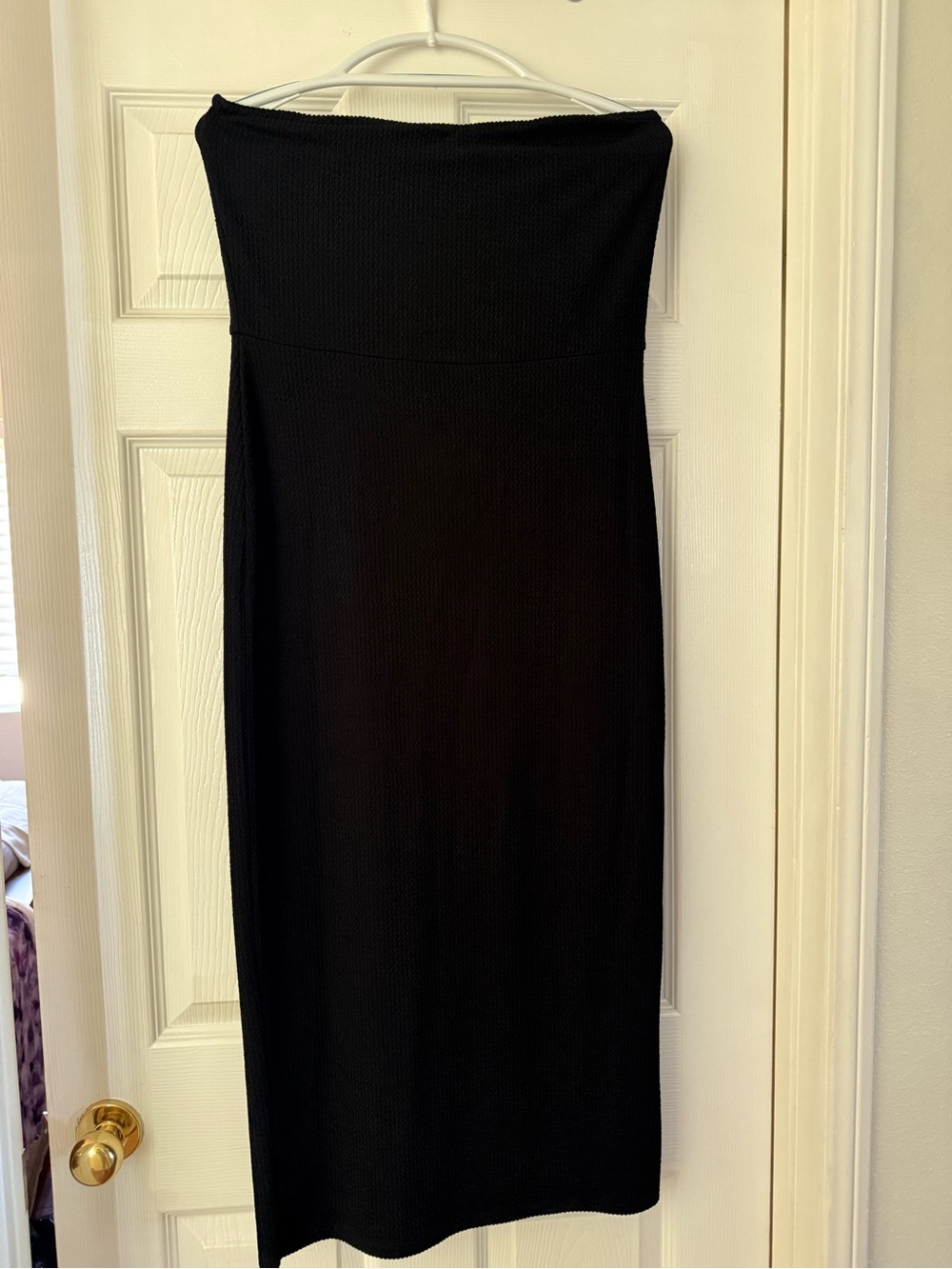 Strapless Black Ribbed Maxi Dress